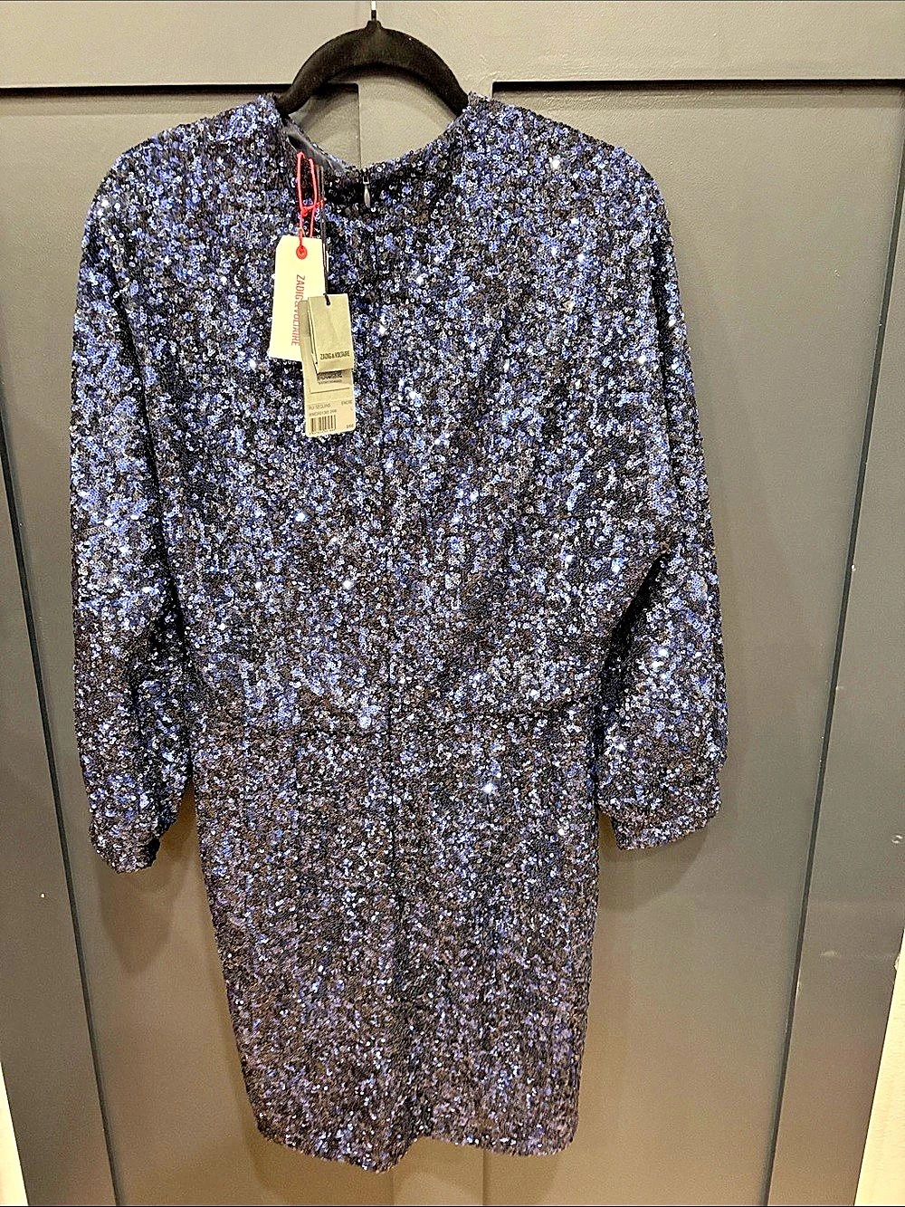 738. Zadig & Voltaire Rui Sequins Dress Blue & Black Size Large
